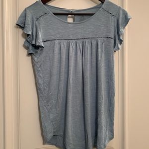 Light Blue T-shirt with Frill Sleeves